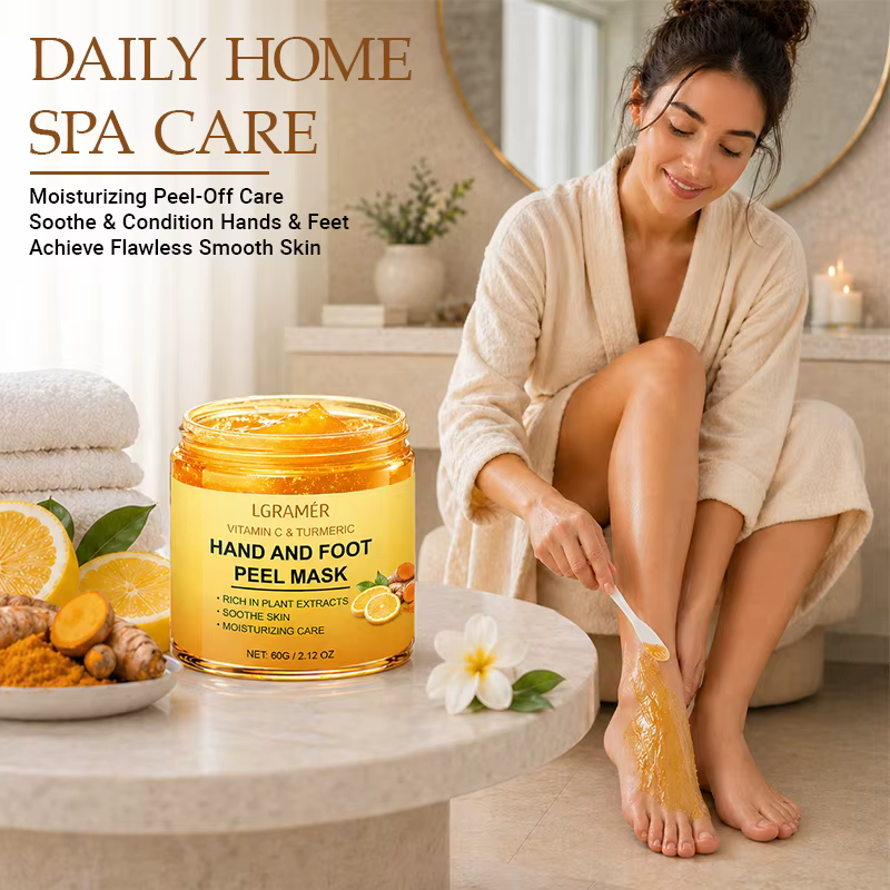 Masque pour les mains et les pieds à la vitamine C et au curcuma, lissant la peau, masque nettoyant doux pour les mains, illuminant la peau des mains, nouveau.
