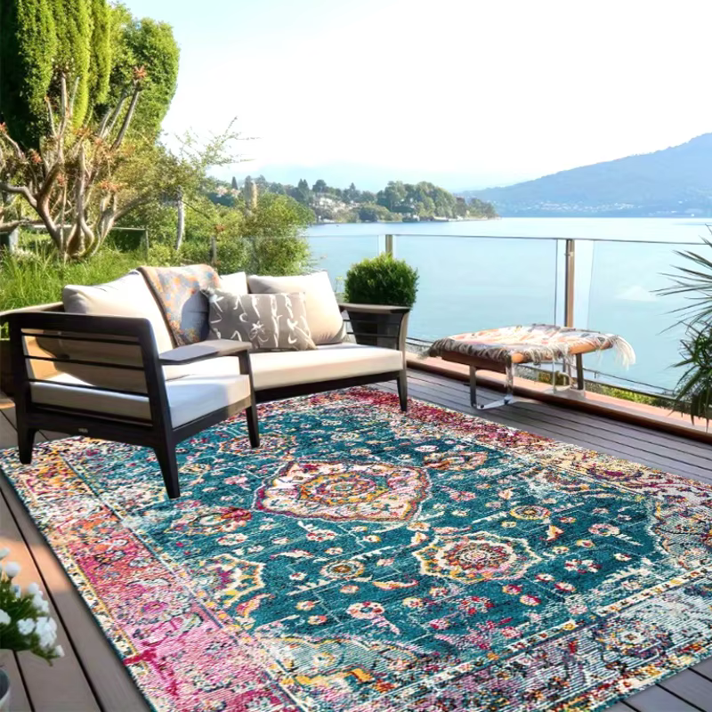 Tapis bohème rétro VIKAMA pour terrasse extérieure