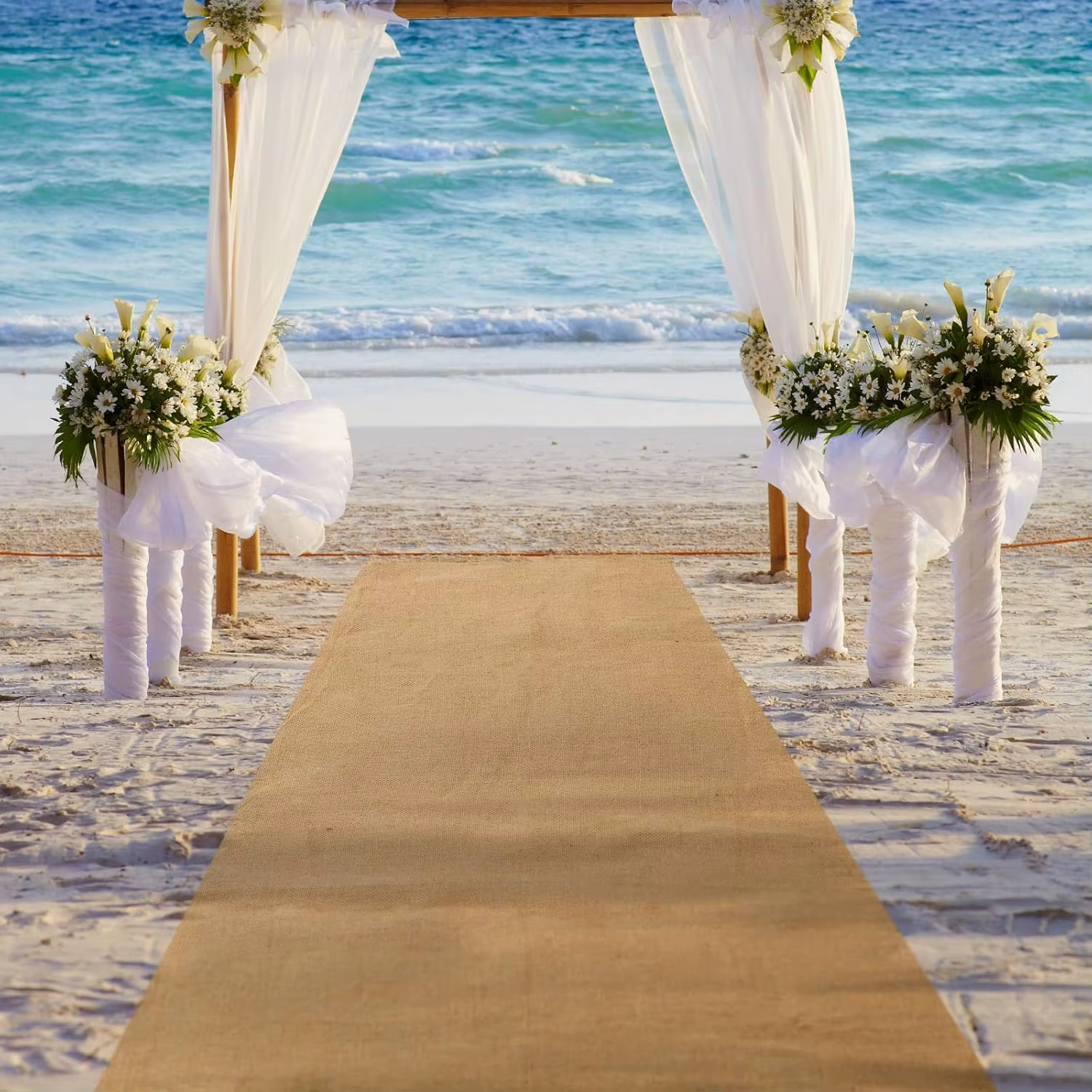 Coureurs d'allée de mariage en Jute avec bord à franges