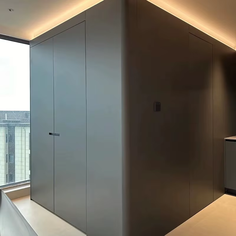 Système de porte d'armoire dissimulée à panneau unique, quincaillerie pivotante, rail de porte papillon, rail coulissant pour porte escamotable à insertion inversée