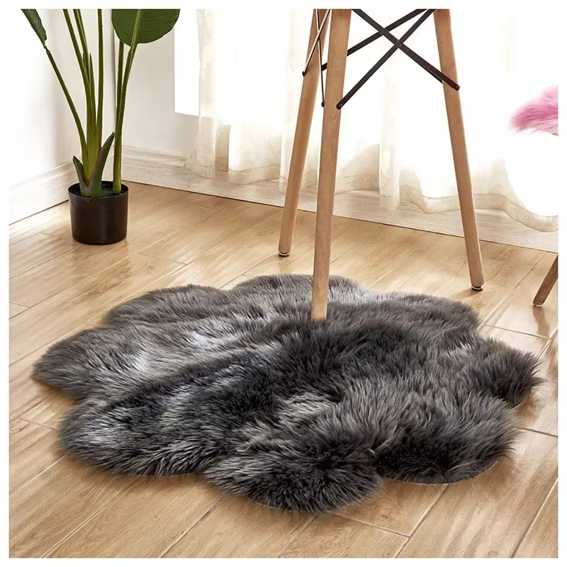 Tapis moderne antidérapant en fausse fourrure douce pour salon d'intérieur
