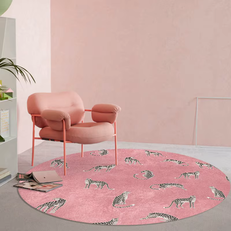 Tapis rond de luxe léger pour décoration de chambre à coucher