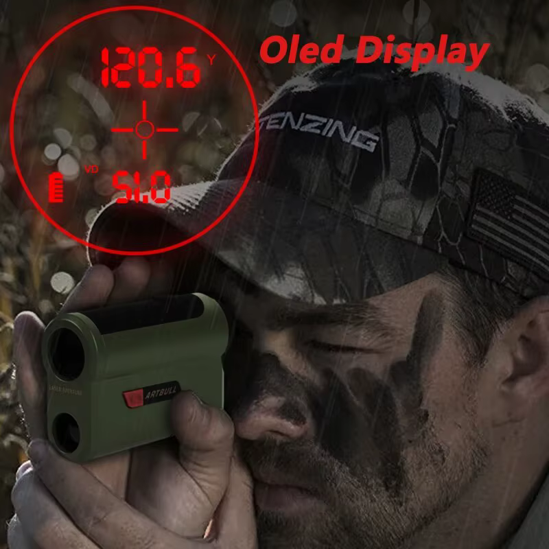 Télémètre laser à affichage rouge OLED pour la chasse, 1200, 2000 verges avec amplification 7x, compteur longue distance, extérieur
