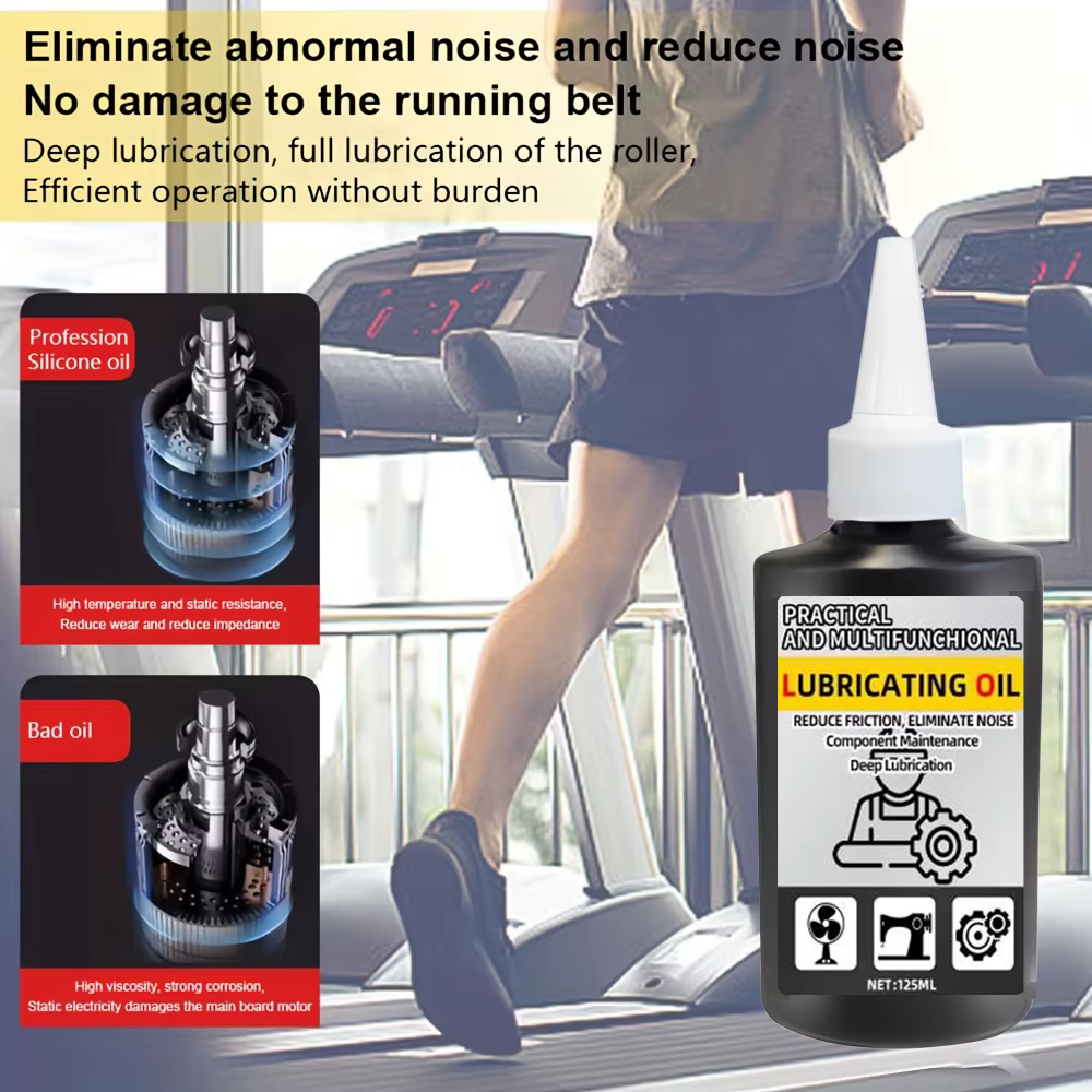 Huile lubrifiante pour tapis roulant, 125ml, 100% silicone, réduit le bruit, la friction, résistant à l'usure, pour l'entretien des équipements de fitness