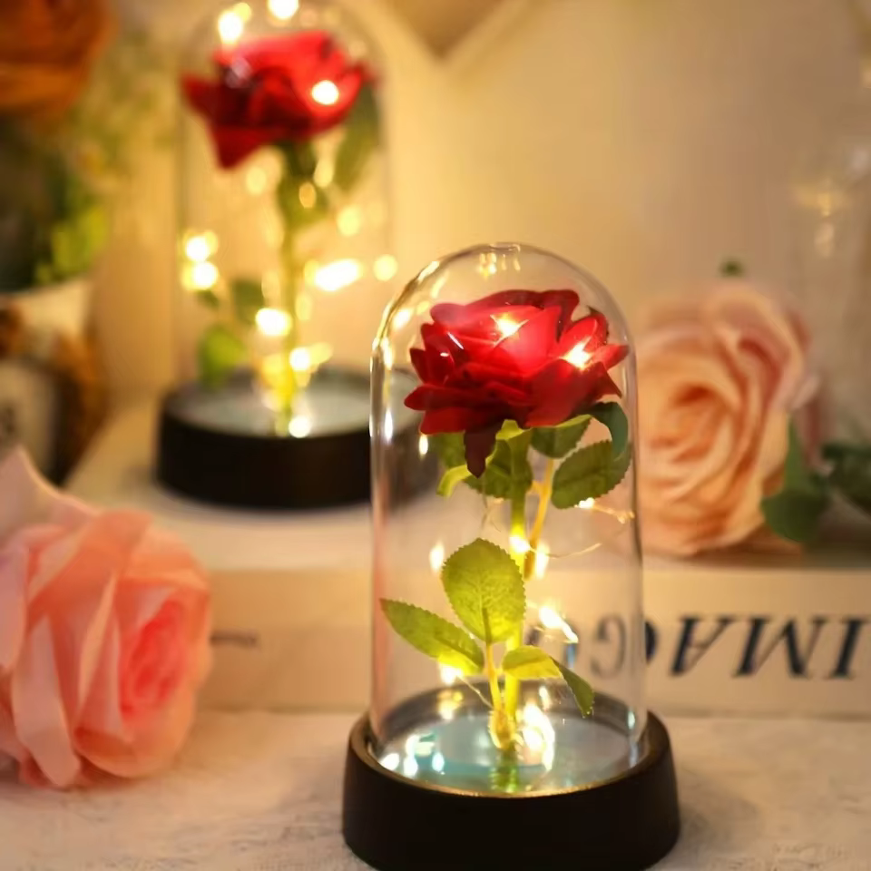 Rose éternelle, cadeau d'anniversaire de mariage, de saint-valentin, ornement lumineux coloré pour femmes, maman, petite amie, femme, décoration de la maison