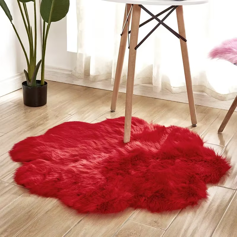 Tapis moderne antidérapant en fausse fourrure douce pour salon d'intérieur