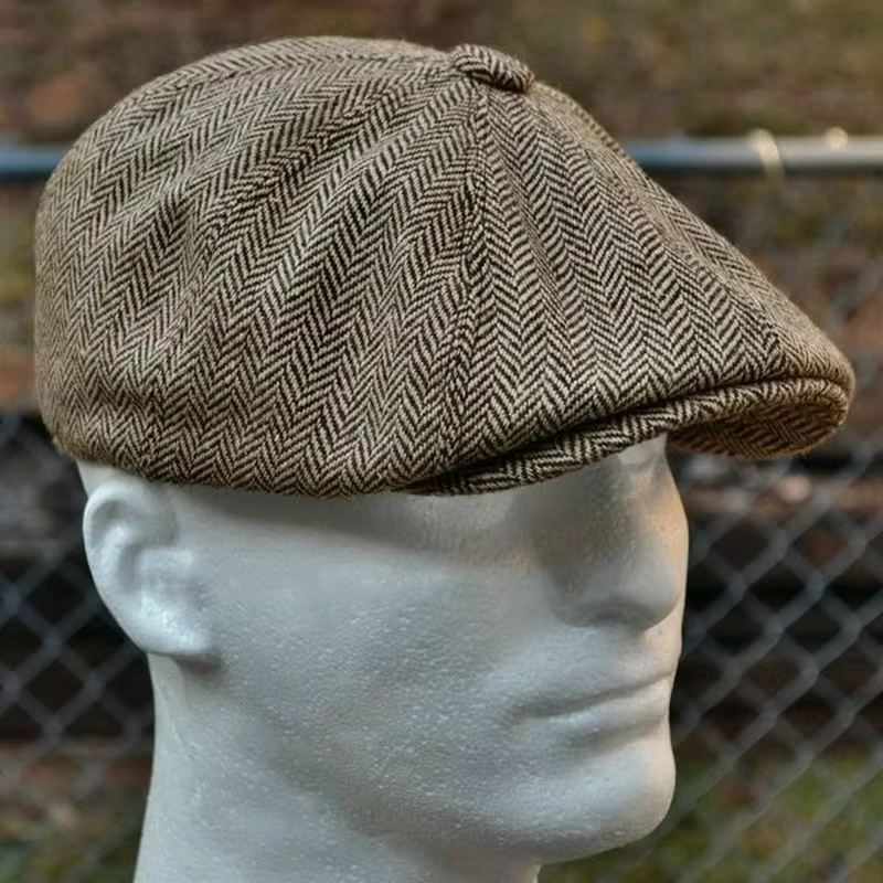 Bérets pour hommes style chevrons, rétro, en feutre de laine, mode décontractée, bérets plats