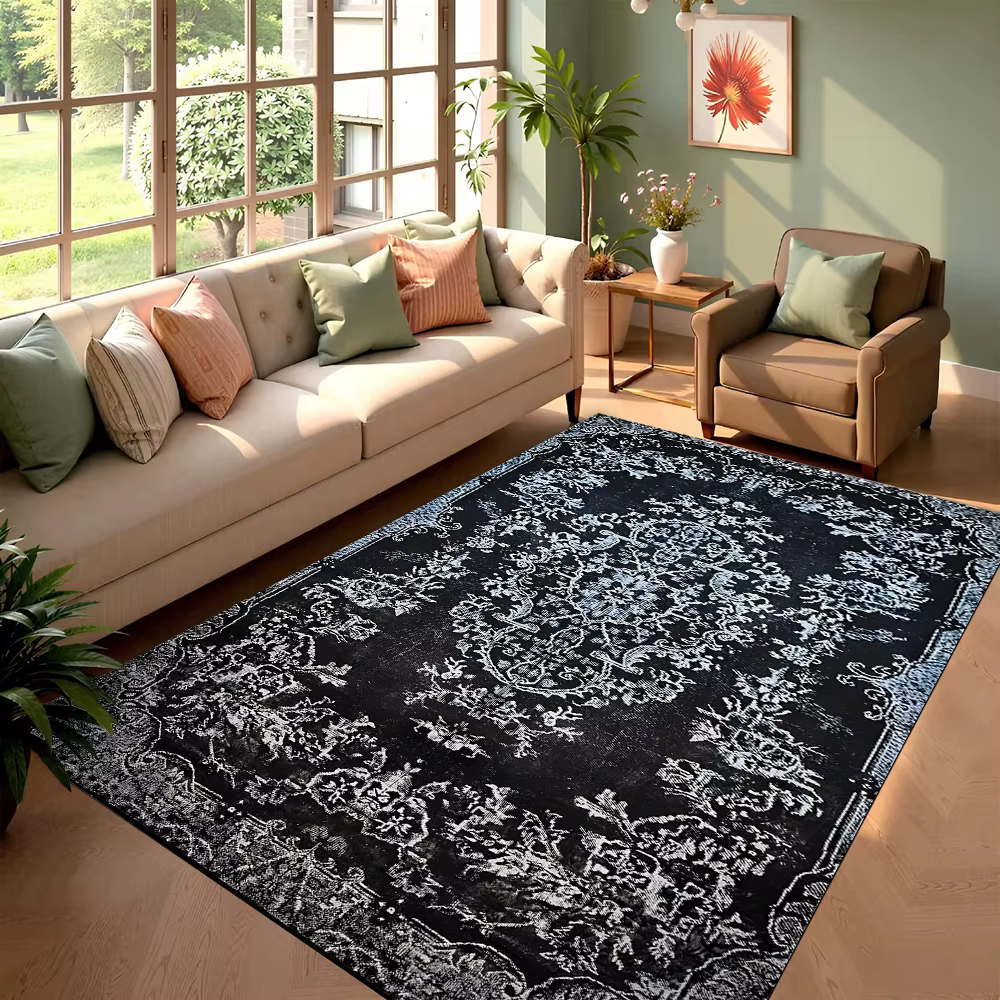 Tapis persan rouge rétro