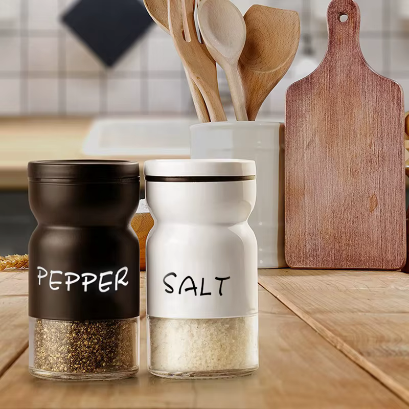 Ensemble de shakers de sel et de belle ferme avec légumes réglables, décor de cuisine de campagne moderne, ensemble de shaker mi