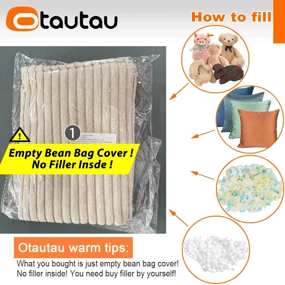 Housse de pouf en velours côtelé OTAUTAU