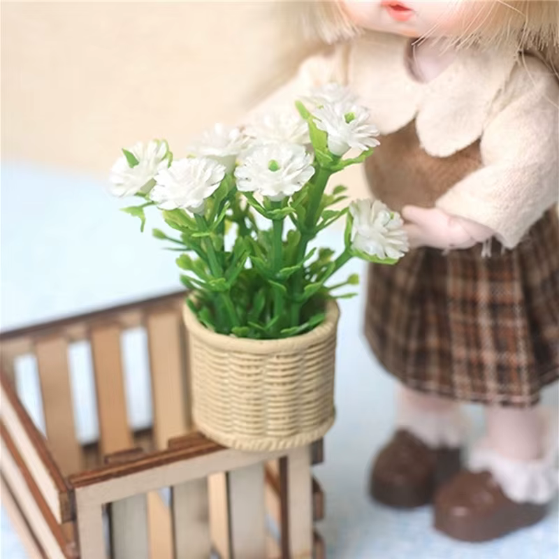 1 pièce, nouveau modèle d'arbre miniature vert en pot, plante artificielle, décoration maison et jardin, jouet, mini-maison de poupée 1:12, pot de fleurs menthe