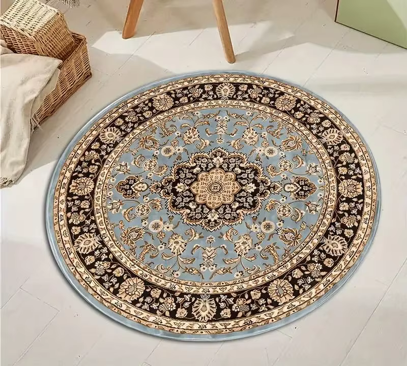 Tapis rond de style vintage avec tapis floral traditionnel