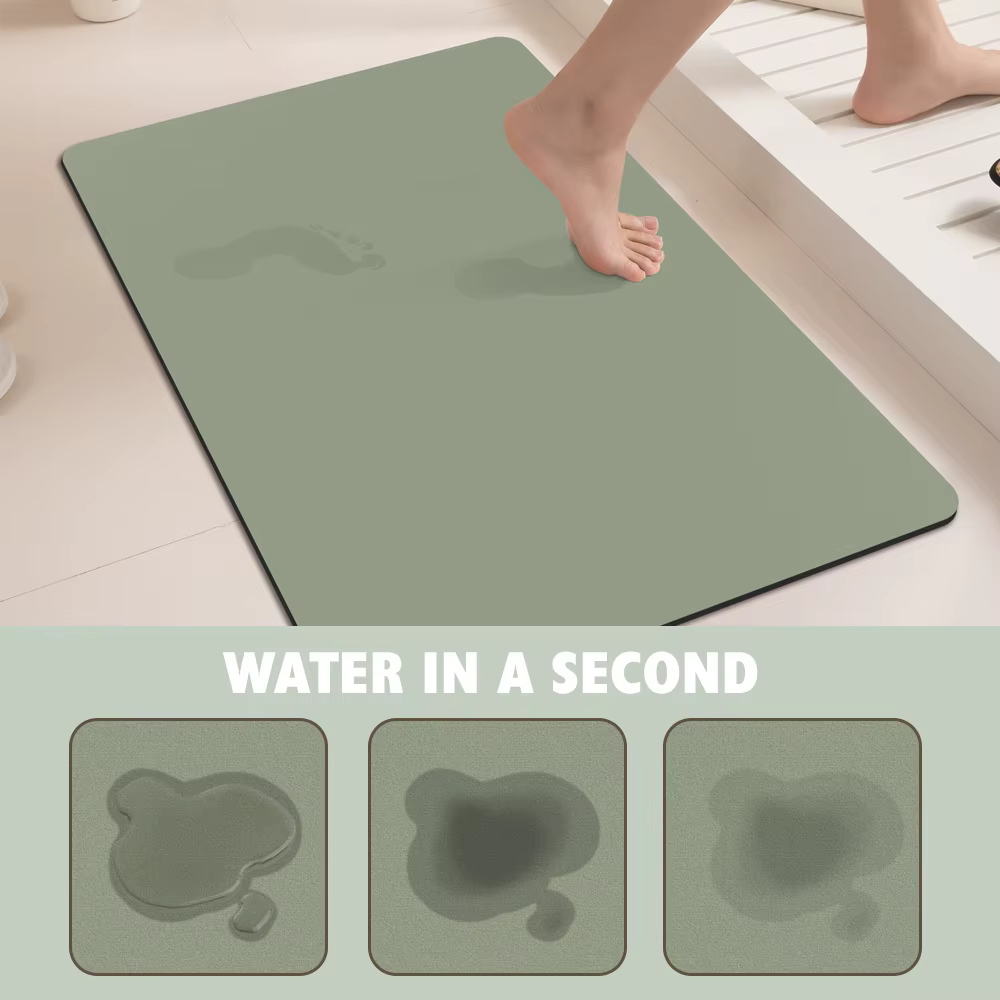 Tapis de bain en diatomite verte