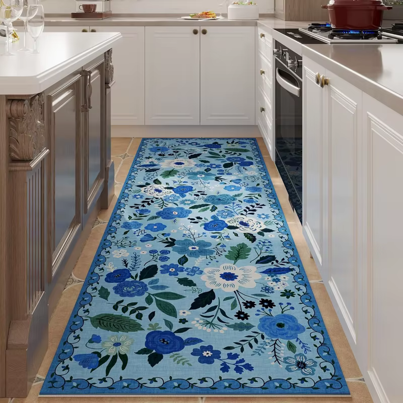 Tapis de couloir vintage bohème à motifs floraux