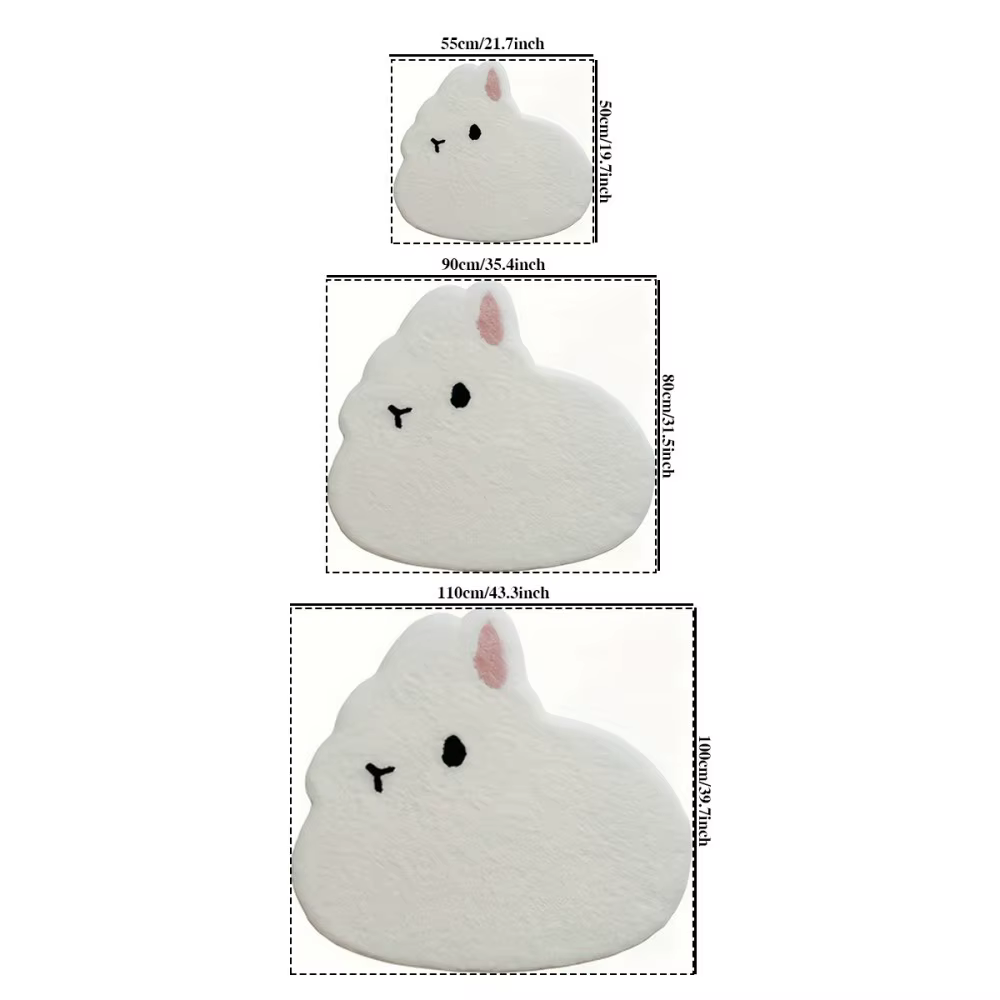 Tapis VIKAMA minimaliste blanc imprimé lapin de dessin animé