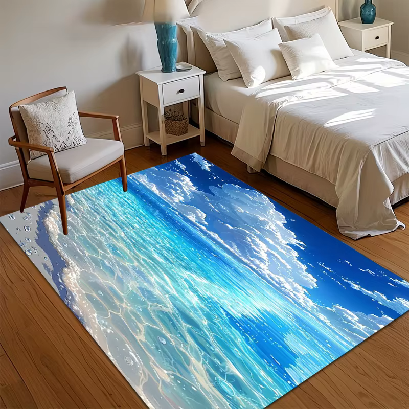 Tapis de sol Ocean Wave antidérapant et lavable pour salon