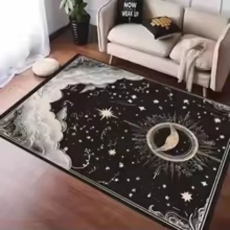 Tapis de couloir à rayures noires et blanches