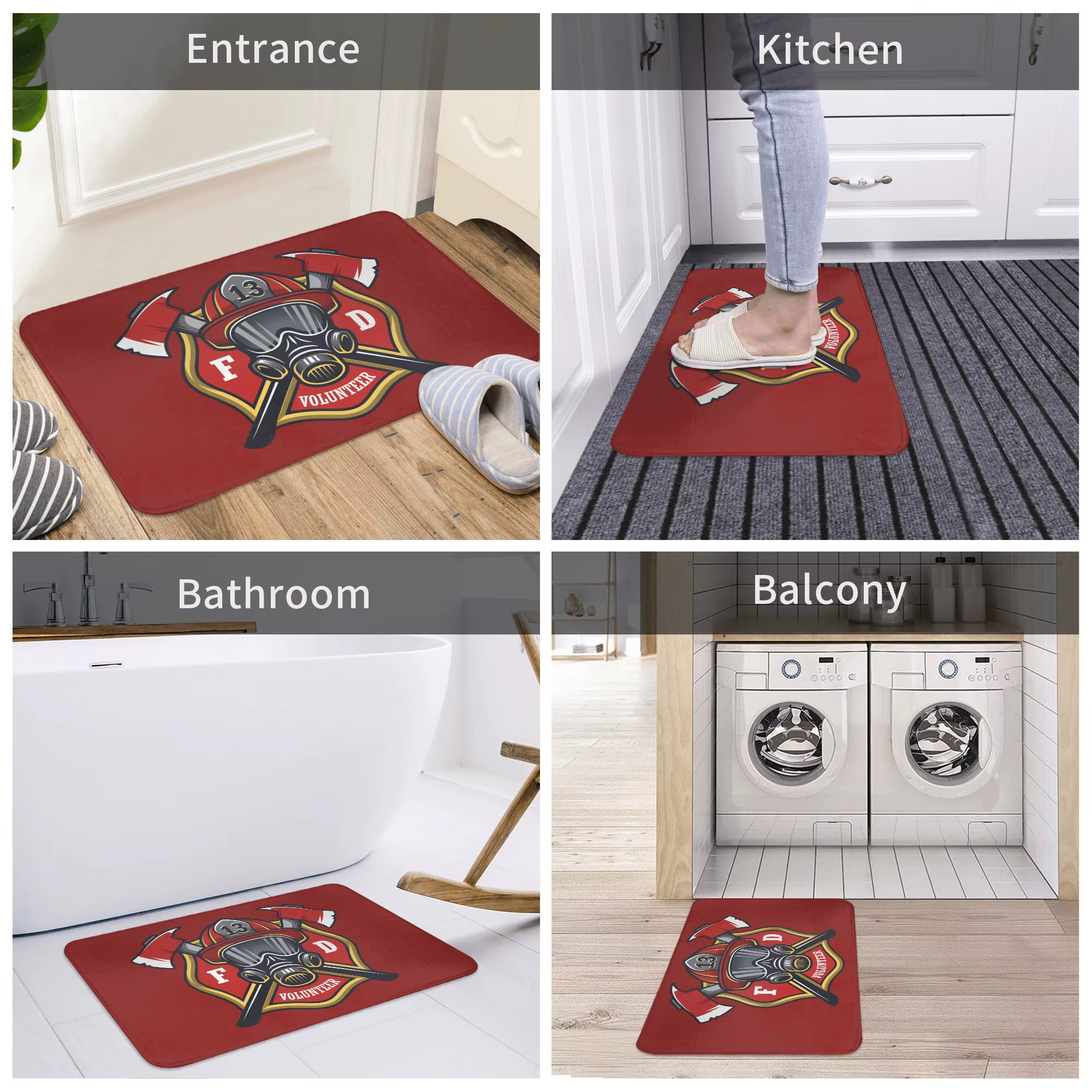 Tapis de porte d'entrée de crâne de pompier