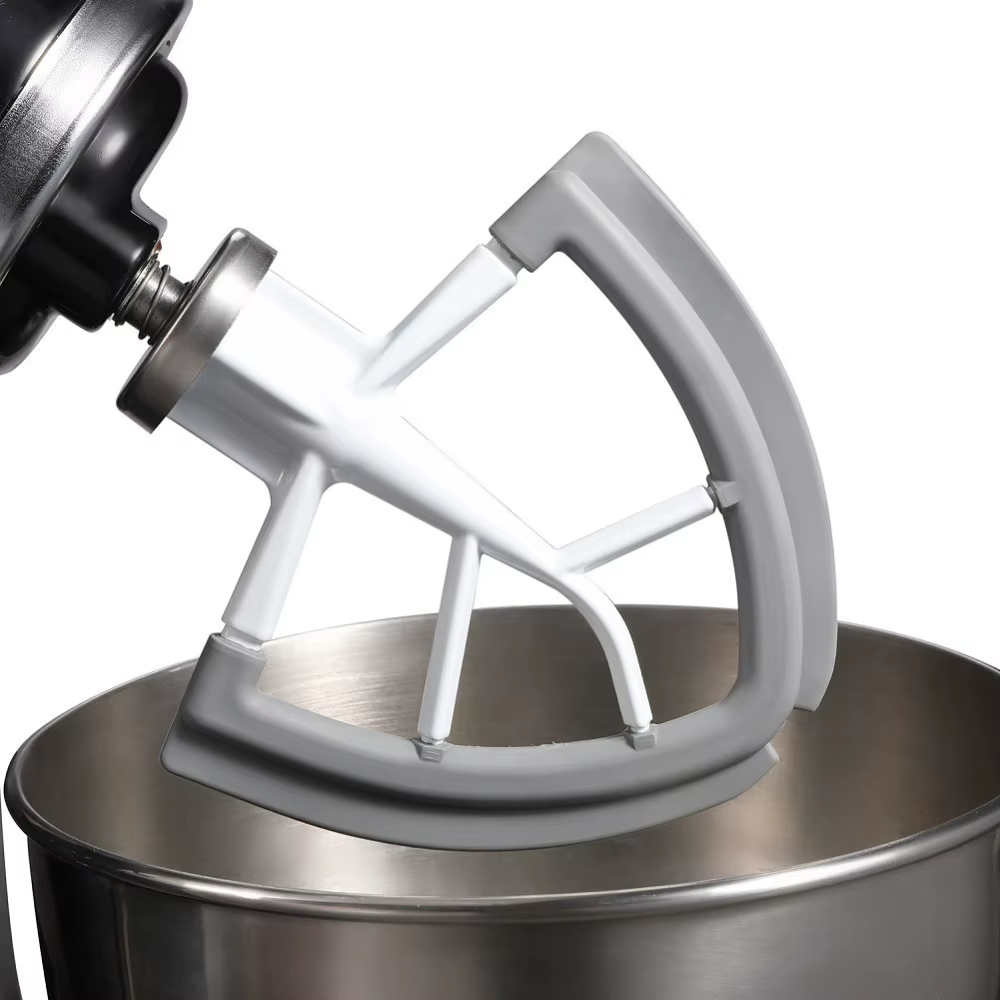Batteur à bord flexible de 4,5 à 5 litres pour batteur sur socle à tête inclinable à palette plate KitchenAid avec grattoir à bol à bords flexibles en Silicone