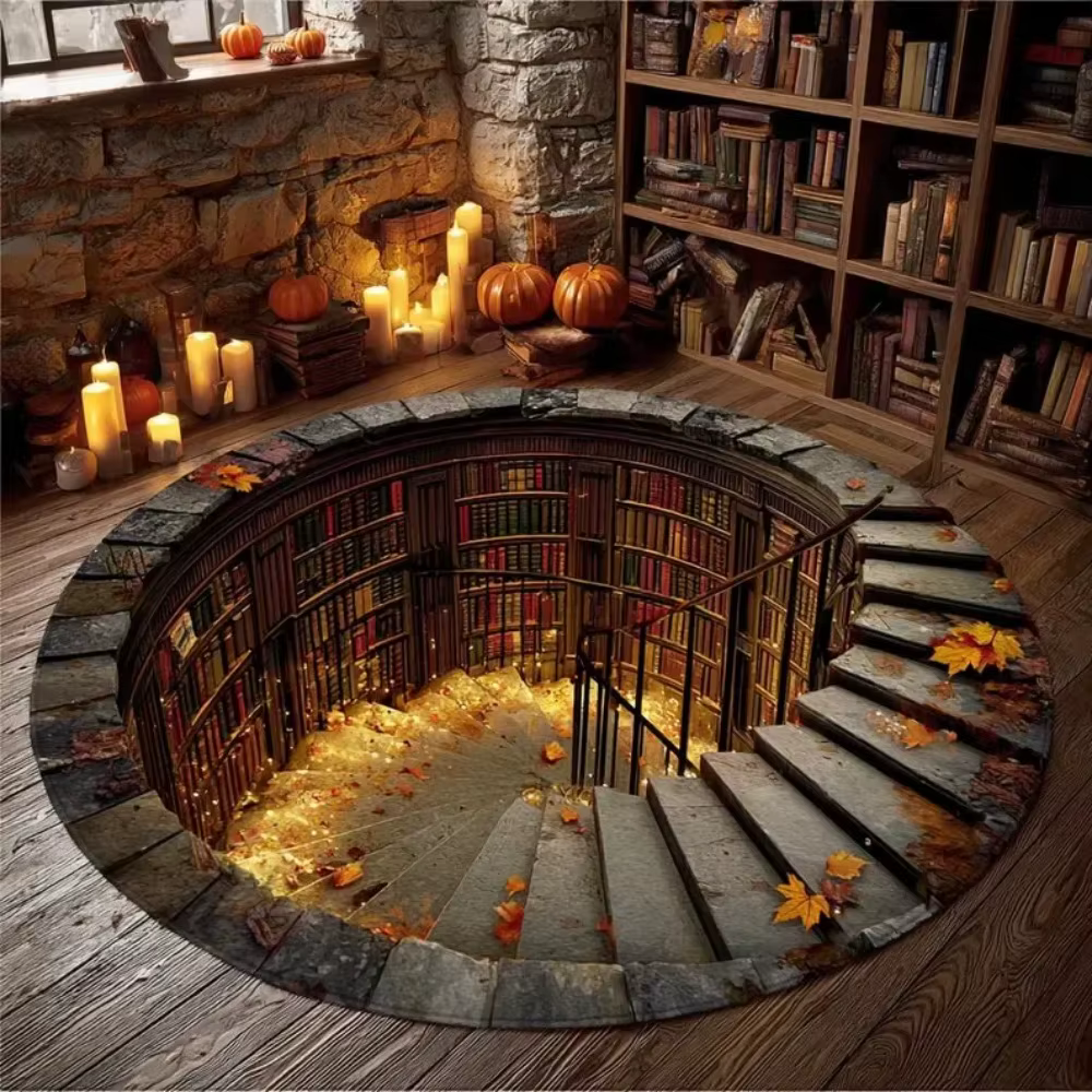 Tapis rond confortable à illusion 3D