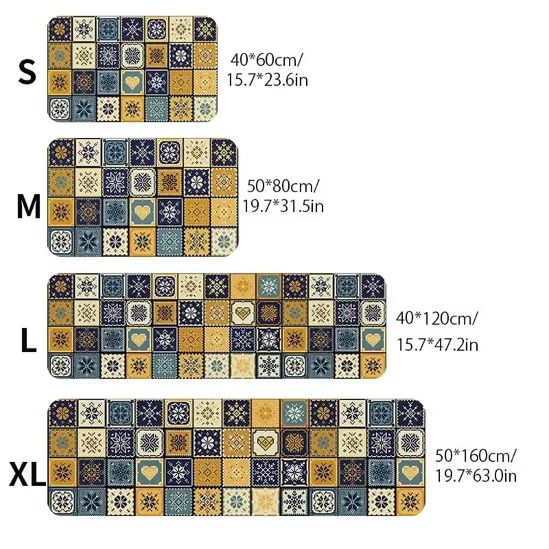 VIKAMA 1/2 tapis de cuisine vintage, tapis de couloir antidérapant pour salon, chambre à coucher, paillasson d'entrée, décoration intérieure