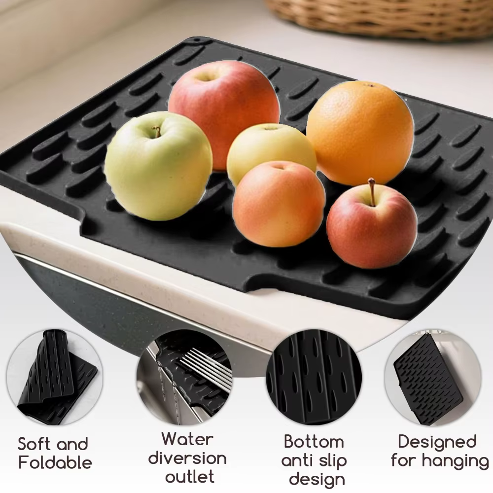 Tapis de drainage en silicone pour cuisine avec design