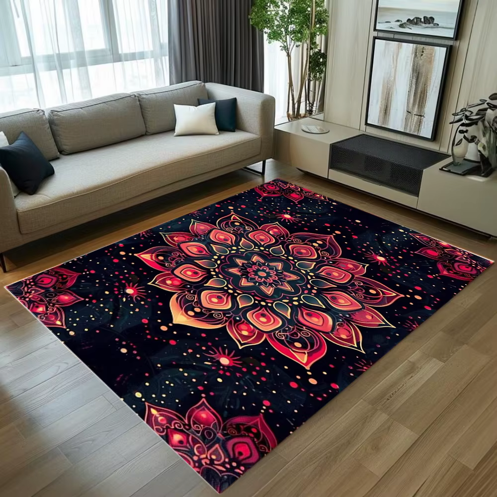 Tapis Mandala bohème coloré imprimé 3D