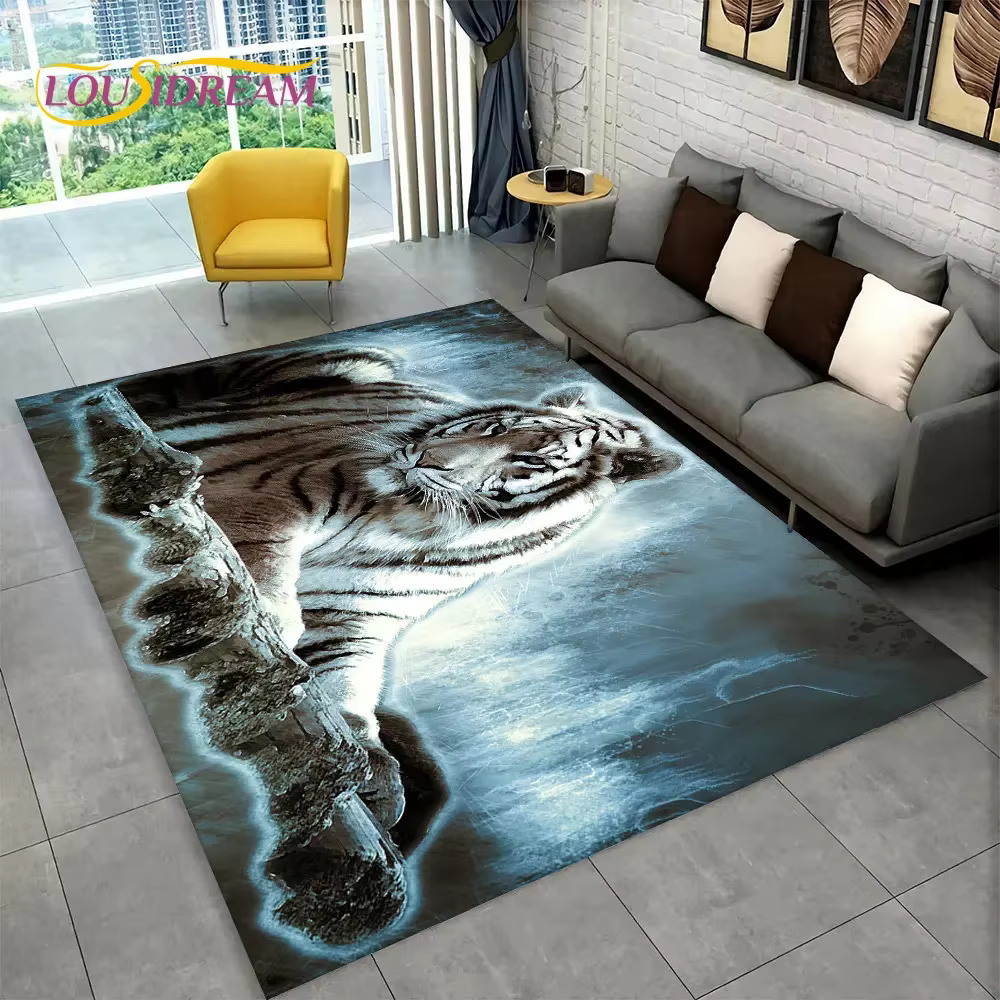 Tapis 3D tigre léopard guépard Lion loup