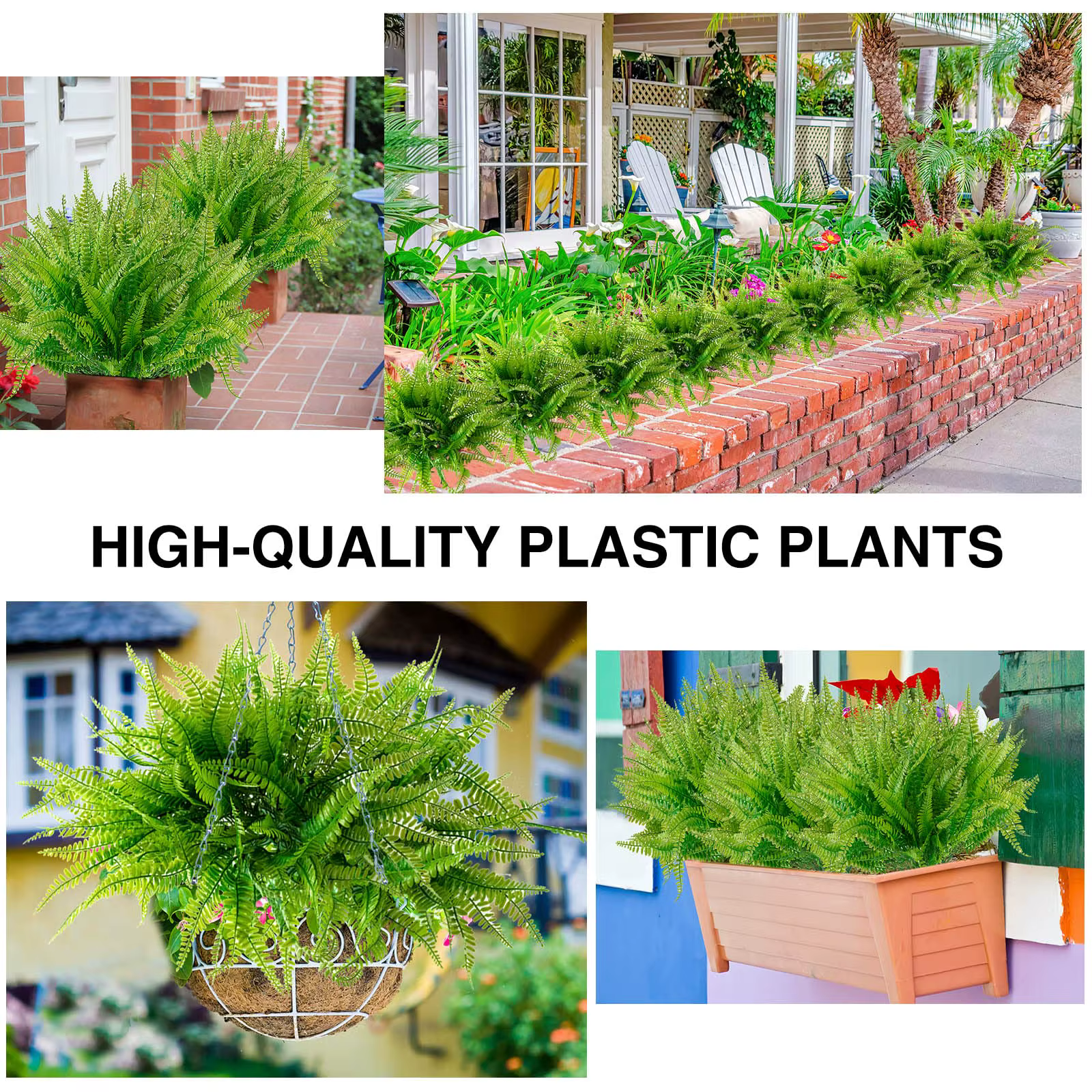 Lot de 4 à 20 plantes artificielles, fausses fougères de Boston, arbustes artificiels, verdure résistante aux UV pour la décoration de la maison, du jardin et de l'extérieur