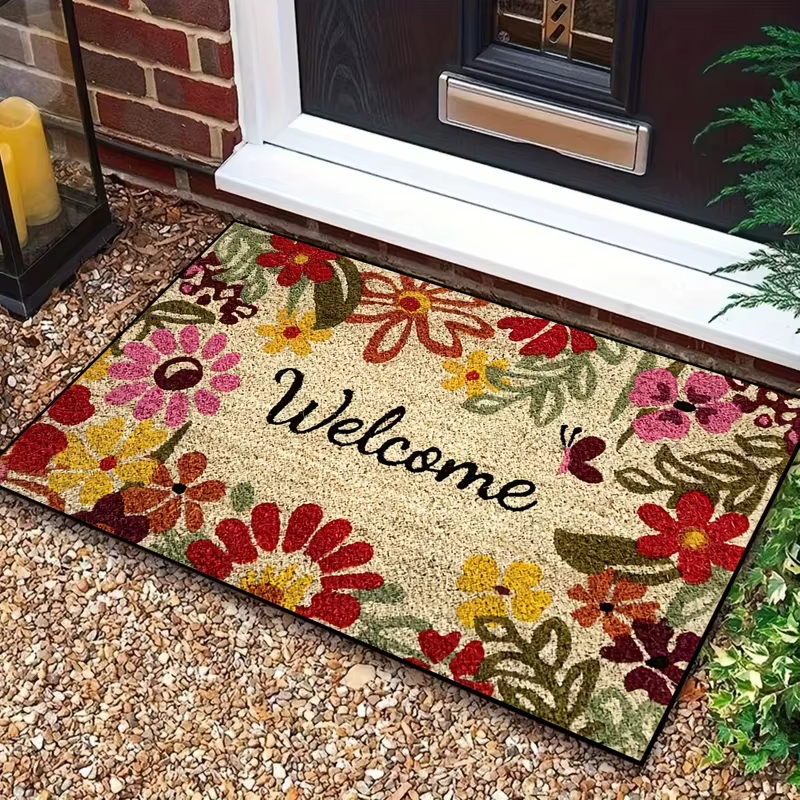 VIKAMA Garden Style Tapis de bienvenue à fleurs