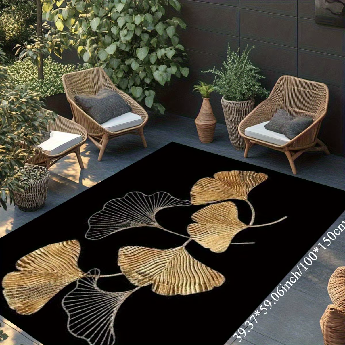 Tapis en flanelle imprimé feuille de ginkgo