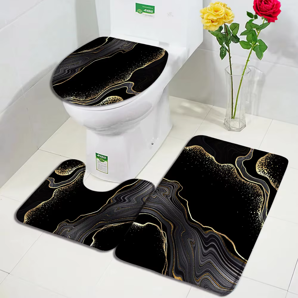 Ensemble de tapis de bain en marbre abstrait