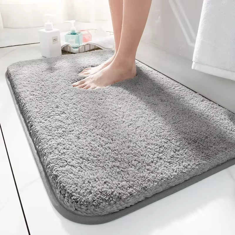 Tapis de salle de bain doux et moelleux en peluche épais