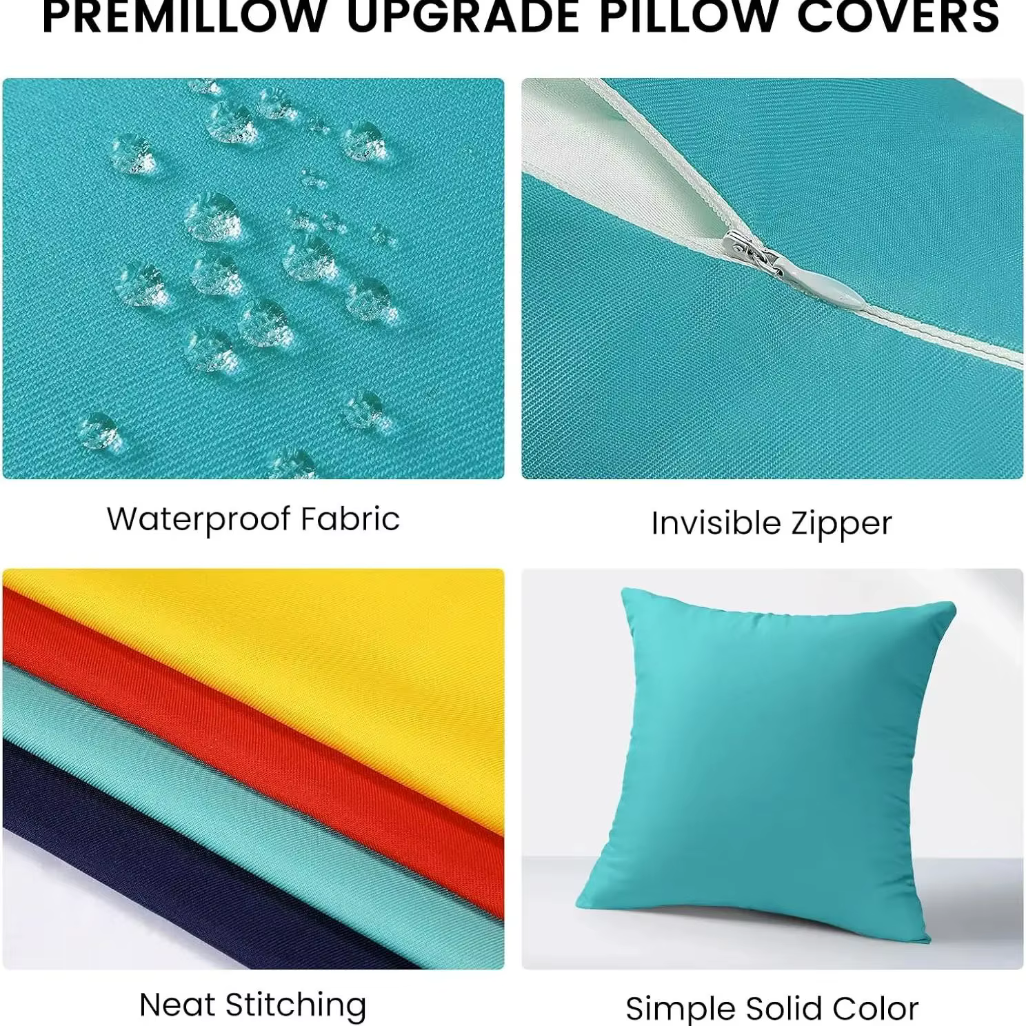 Housse de coussin imperméable couleur bonbon pour l'extérieur