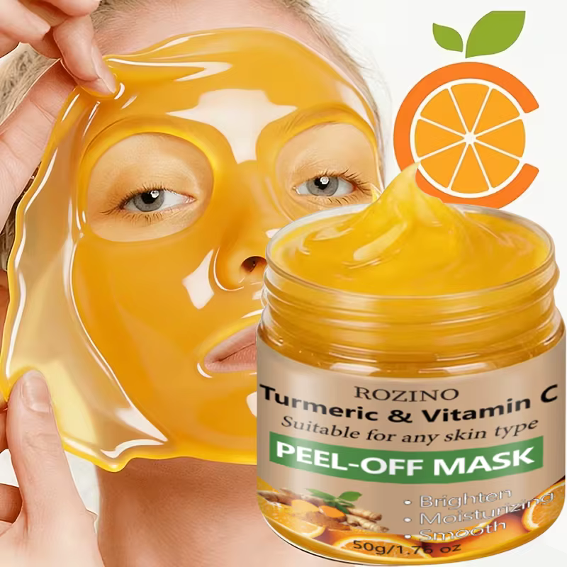Masque peel-off au curcuma et à la vitamine C 50g, éclaircit le teint, hydrate, lisse, nourrit, raffermit le visage, soin anti-rides, raffermissant et liftant, repulpe la peau, spécialement conçu pour