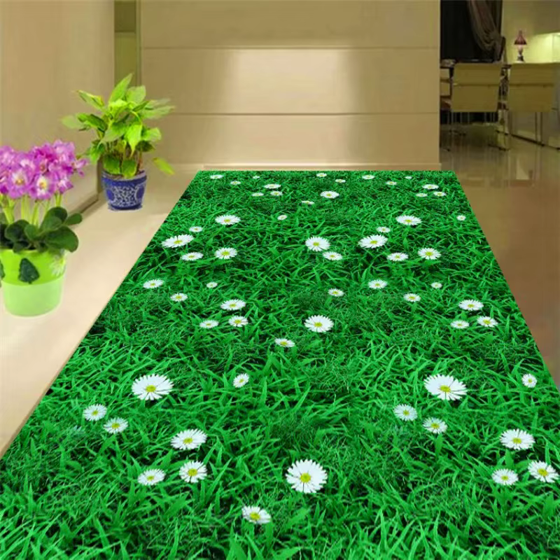 Tapis d'intérieur grand format effet gazon vibrant