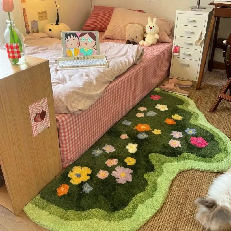 Tapis de forme irrégulière pour chambre à coucher