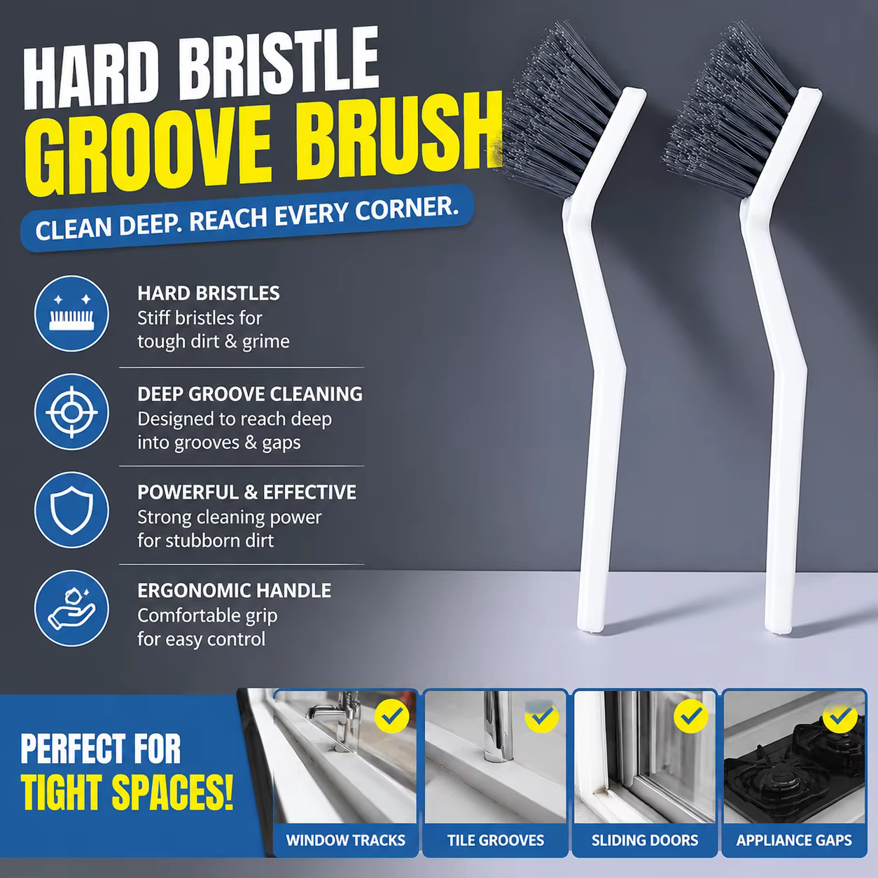 Brosse de nettoyage pour carrelage de salle de bain, coins, interstices de sol, joints de toilettes, sans angles morts, outil de nettoyage polyvalent