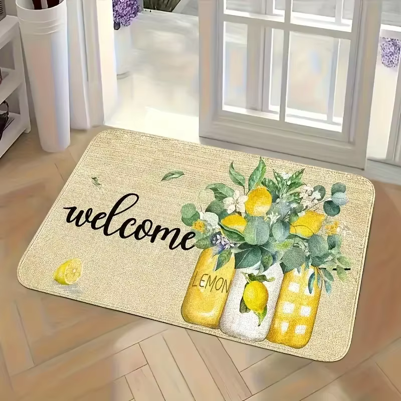 VIKAMA Tapis de bienvenue d'été à motif de fleurs de citron