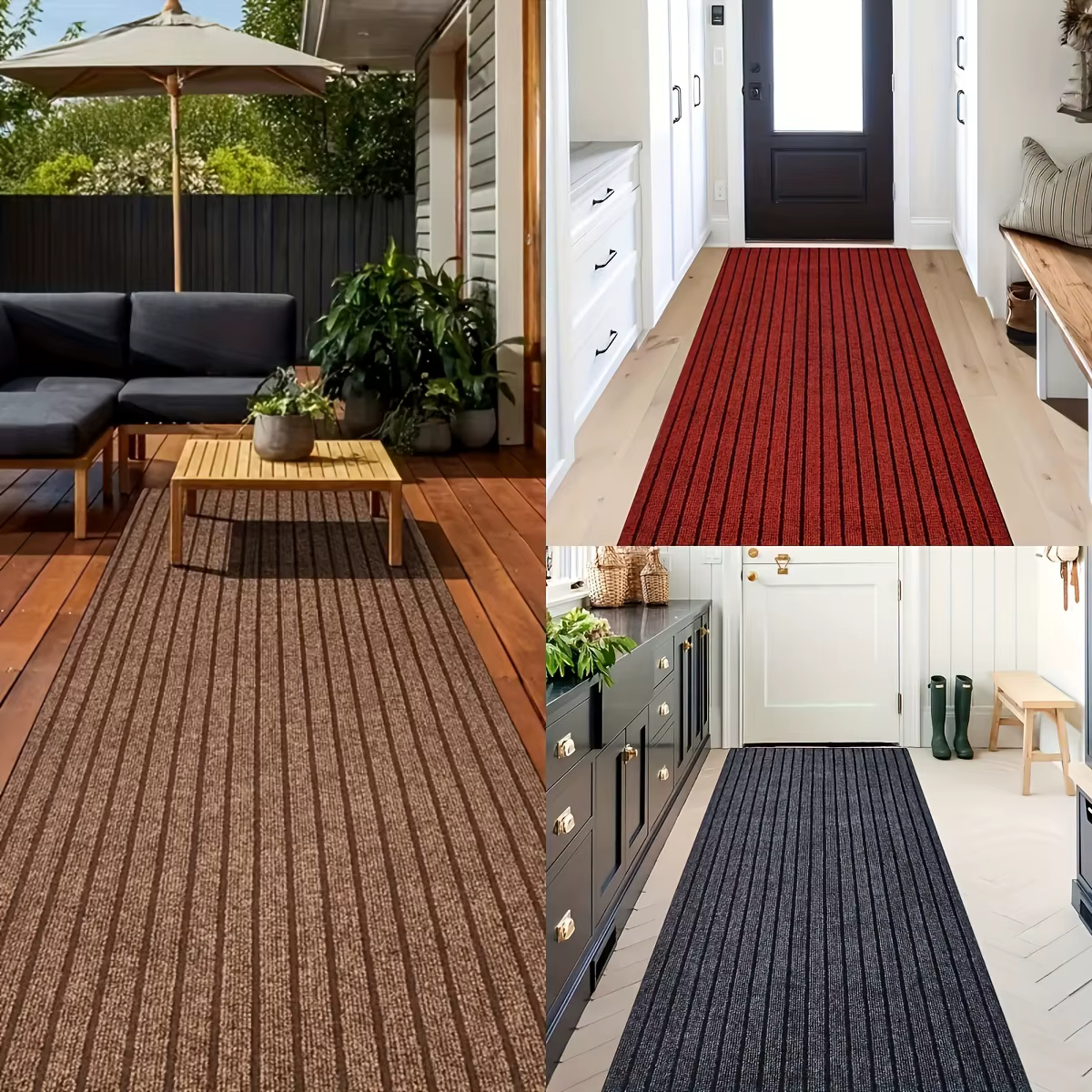 Les tapis rayés sont antidérapants et faciles à nettoyer