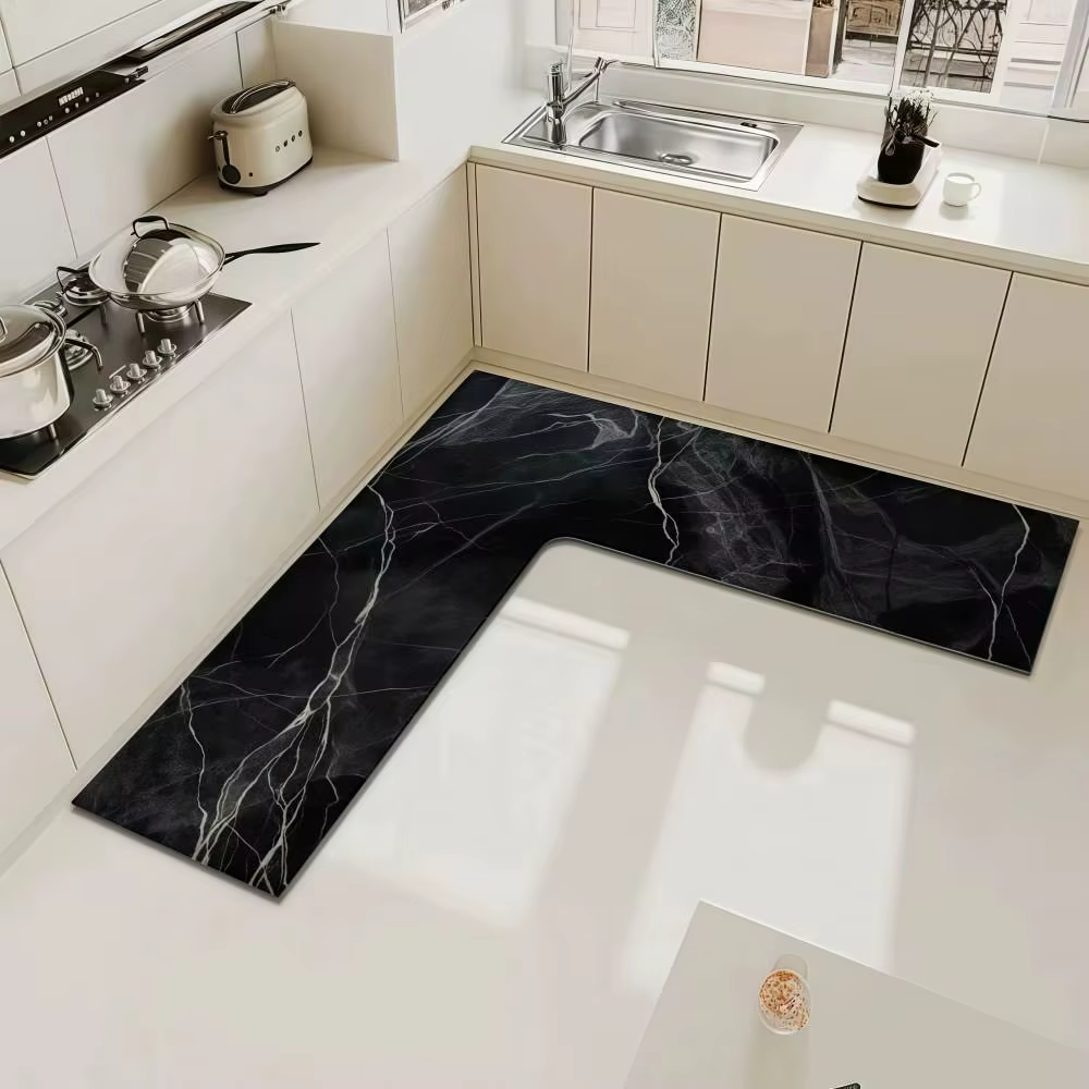 Tapis d'angle de cuisine de luxe en forme de L