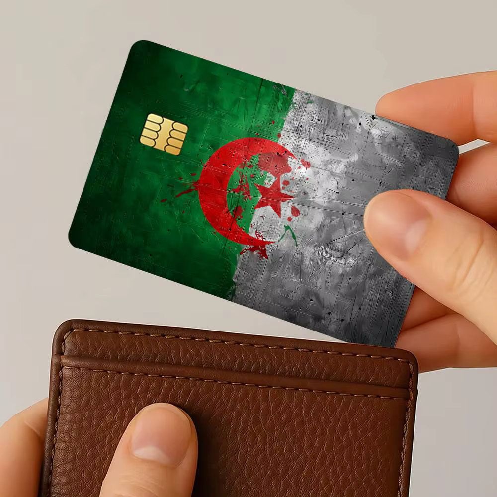 Autocollants de protection pour cartes bancaires et de transport en forme de drapeau de l'Algérie