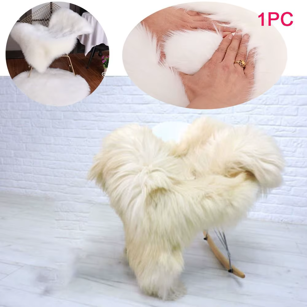 Tapis en fausse fourrure imitation laine lavable antidérapant à poils longs
