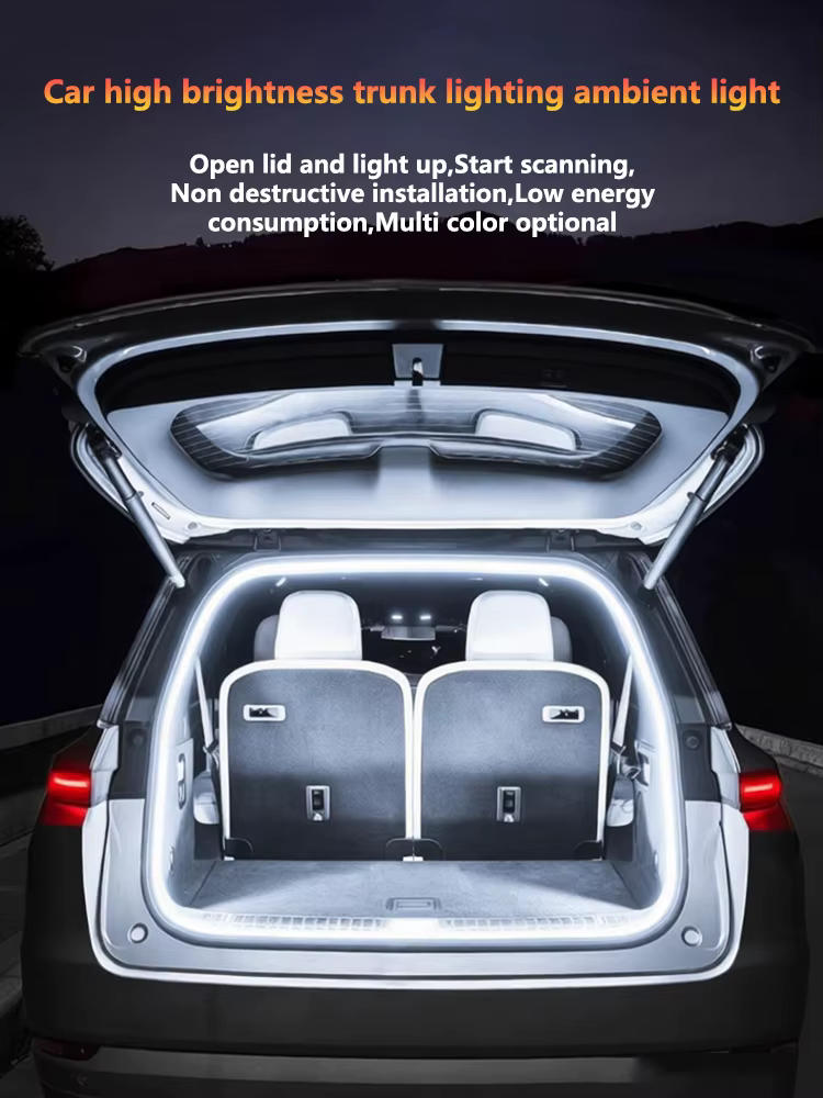 Éclairage de coffre de voiture haute luminosité, lumière ambiante, décoration intérieure, câblage LED, détection automatique gratuite, bande lumineuse pour hayon 2/4M