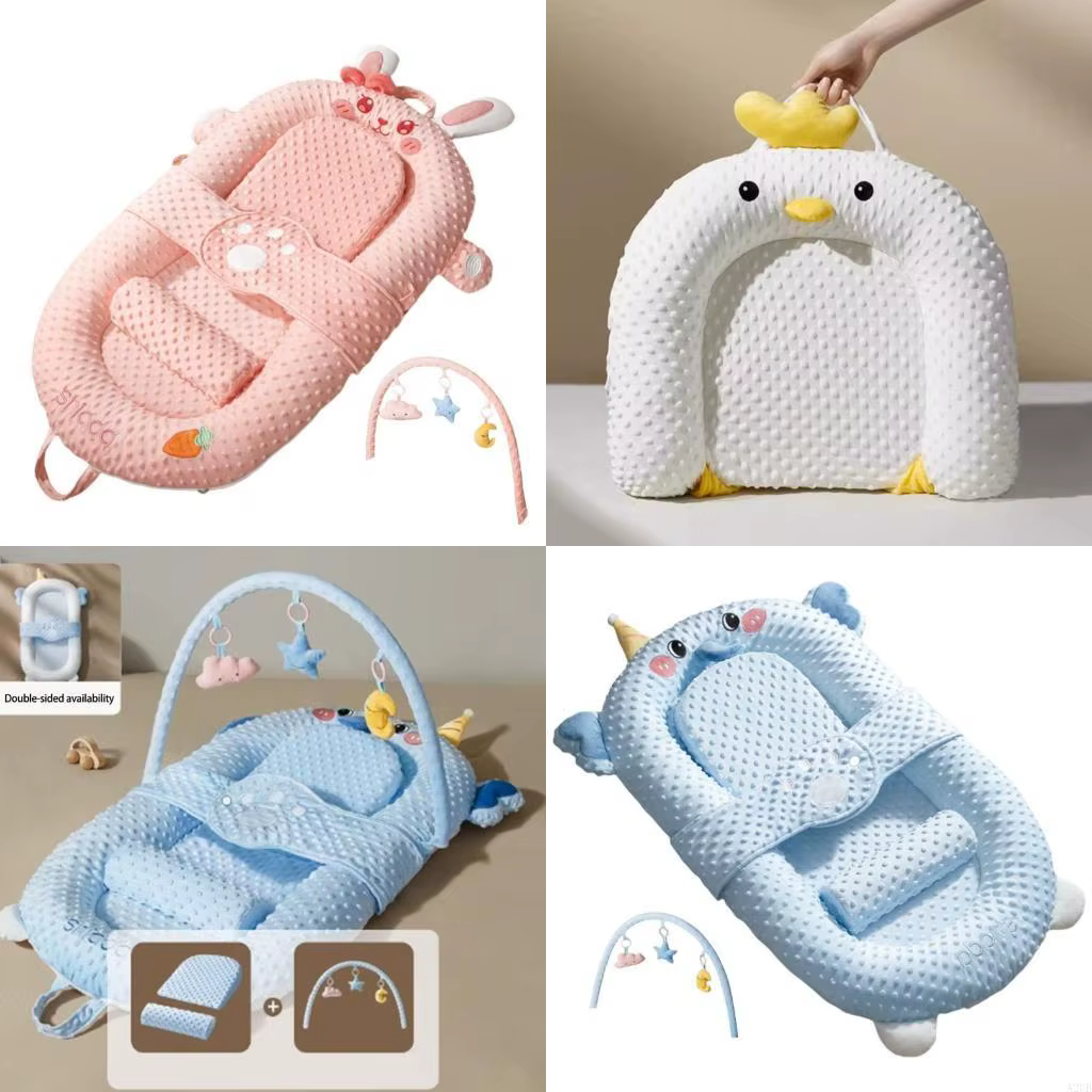 Baby Sleep Bed Nest Lounger pour 0-1y Confortable Crib amovible avec rack jouets A2UB