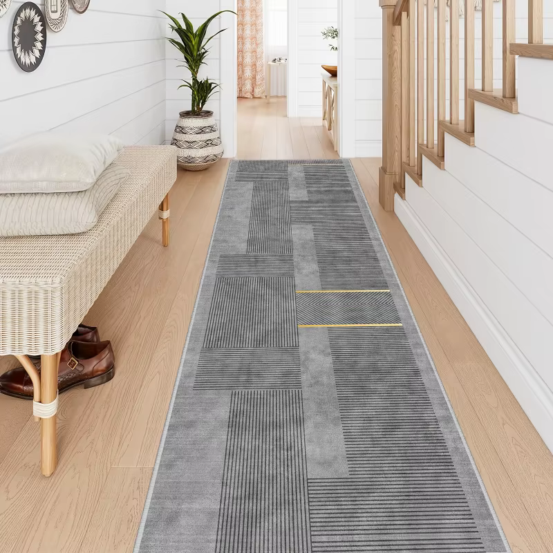 VIKAMA Tapis de couloir géométrique minimaliste moderne