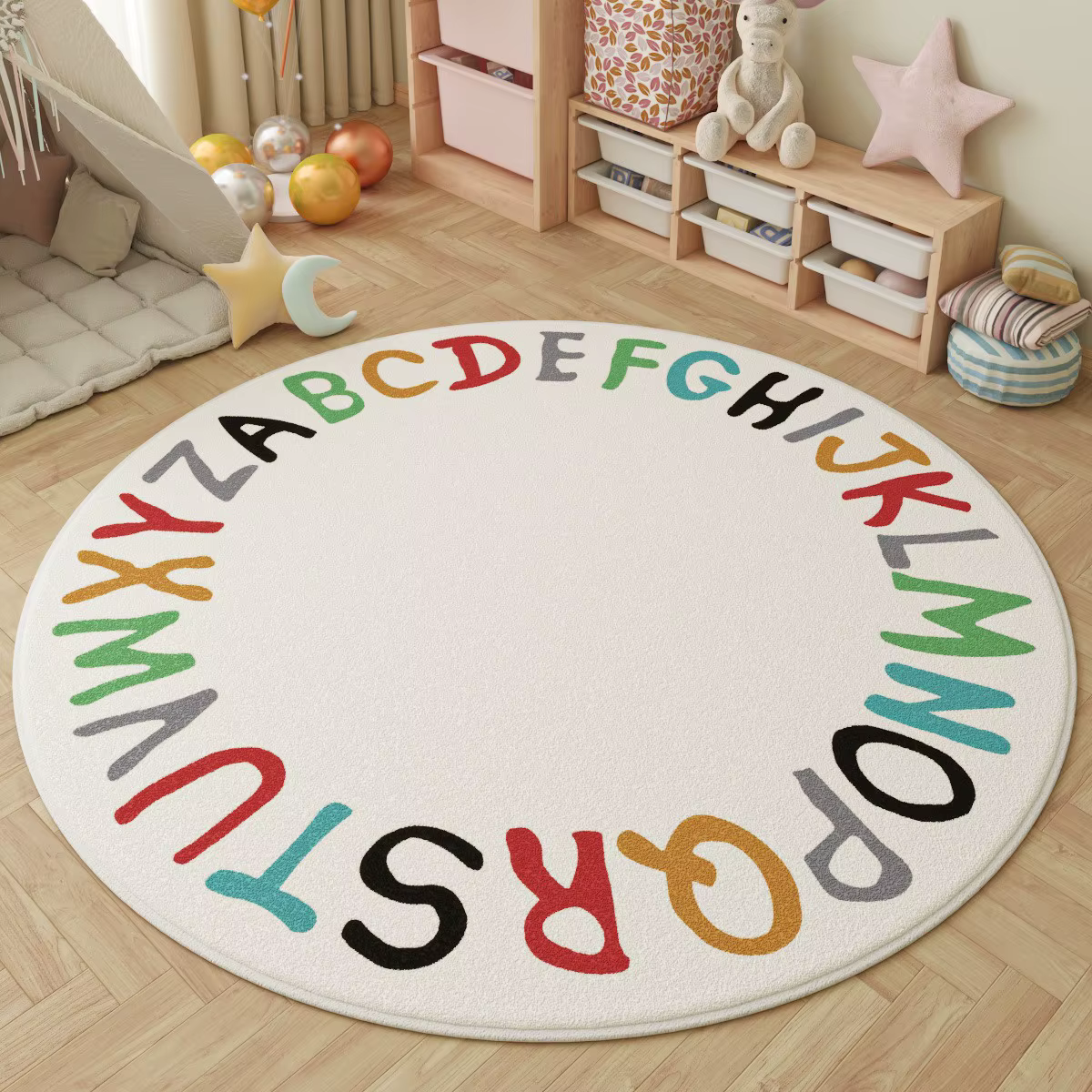 Tapis rond Boho arc-en-ciel soleil étoile
