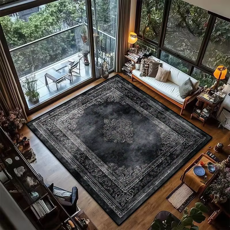 Tapis persan noir rétro