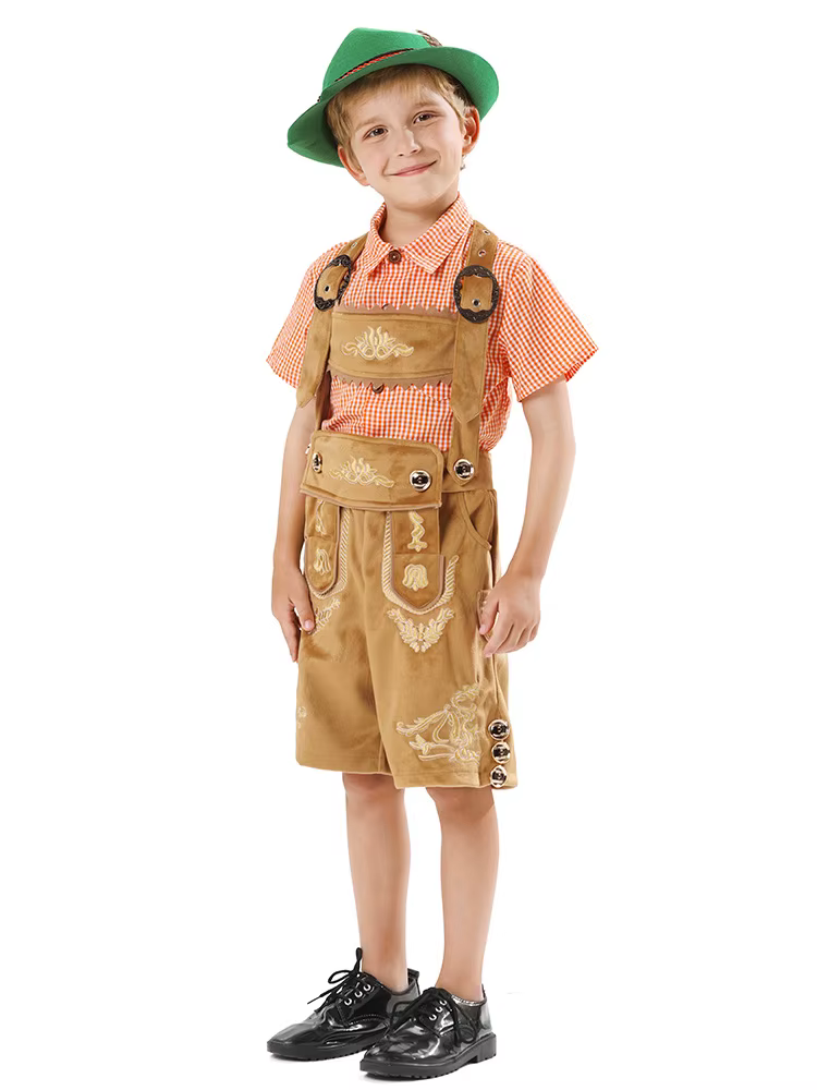 Costume d'Oktoberfest pour garçons, tenue de carnaval de bière, pantalon court marron, chemise, tenue 2 pièces pour garçon, 2025