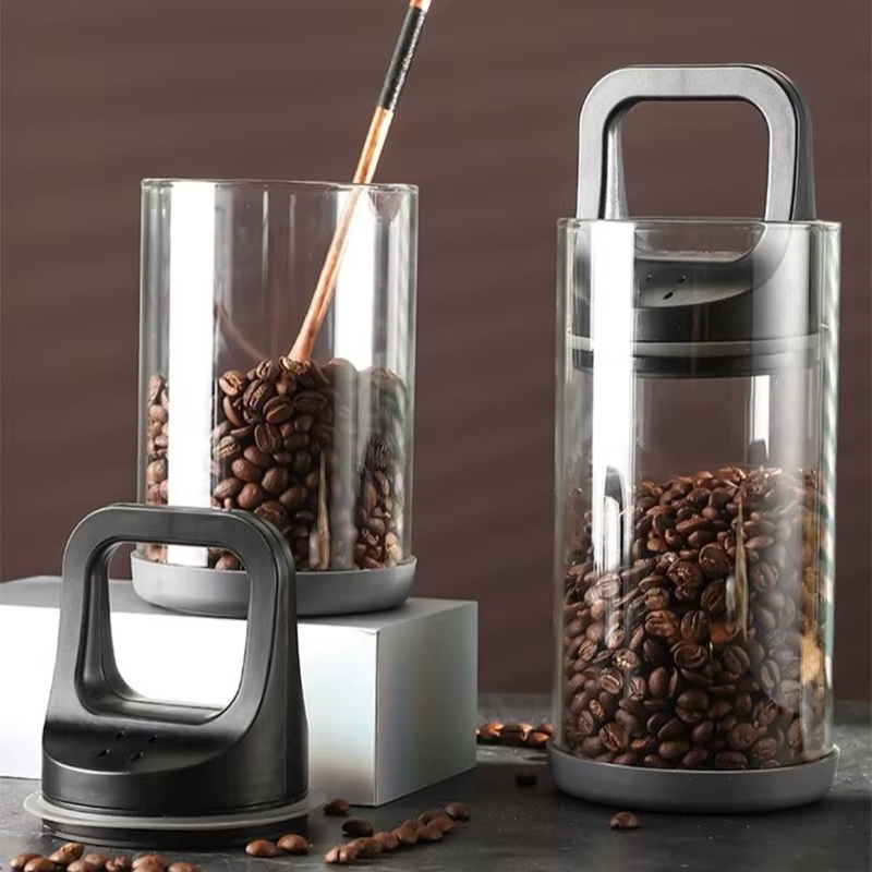 Bocaux hermétiques sous vide pour grains de café, conteneurs en verre transparent pour aliments de cuisine, boîtes anti-humidité pour thé, bocaux de conservation domestiques